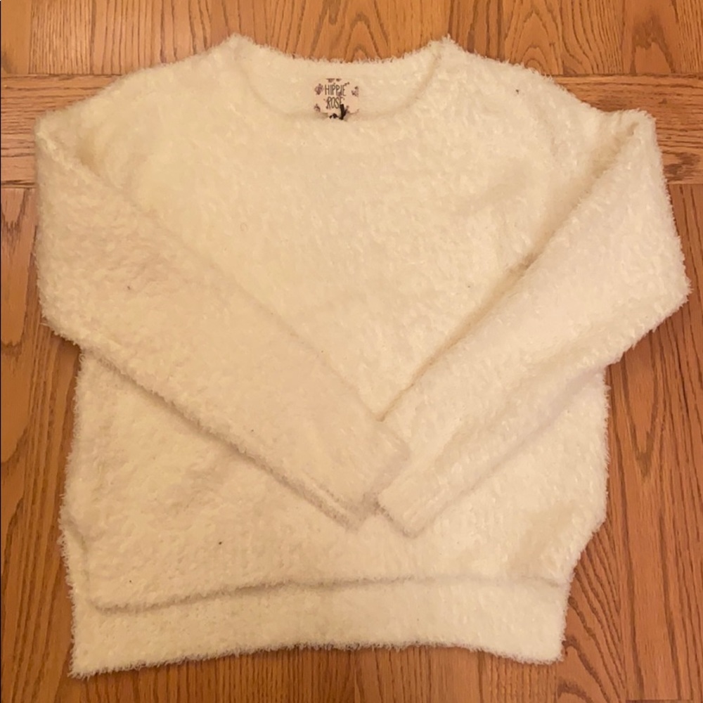 White fluffy sweater